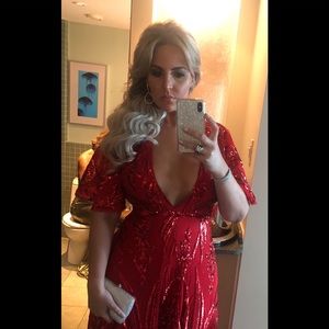 Formal custom made red dress, just one worn.